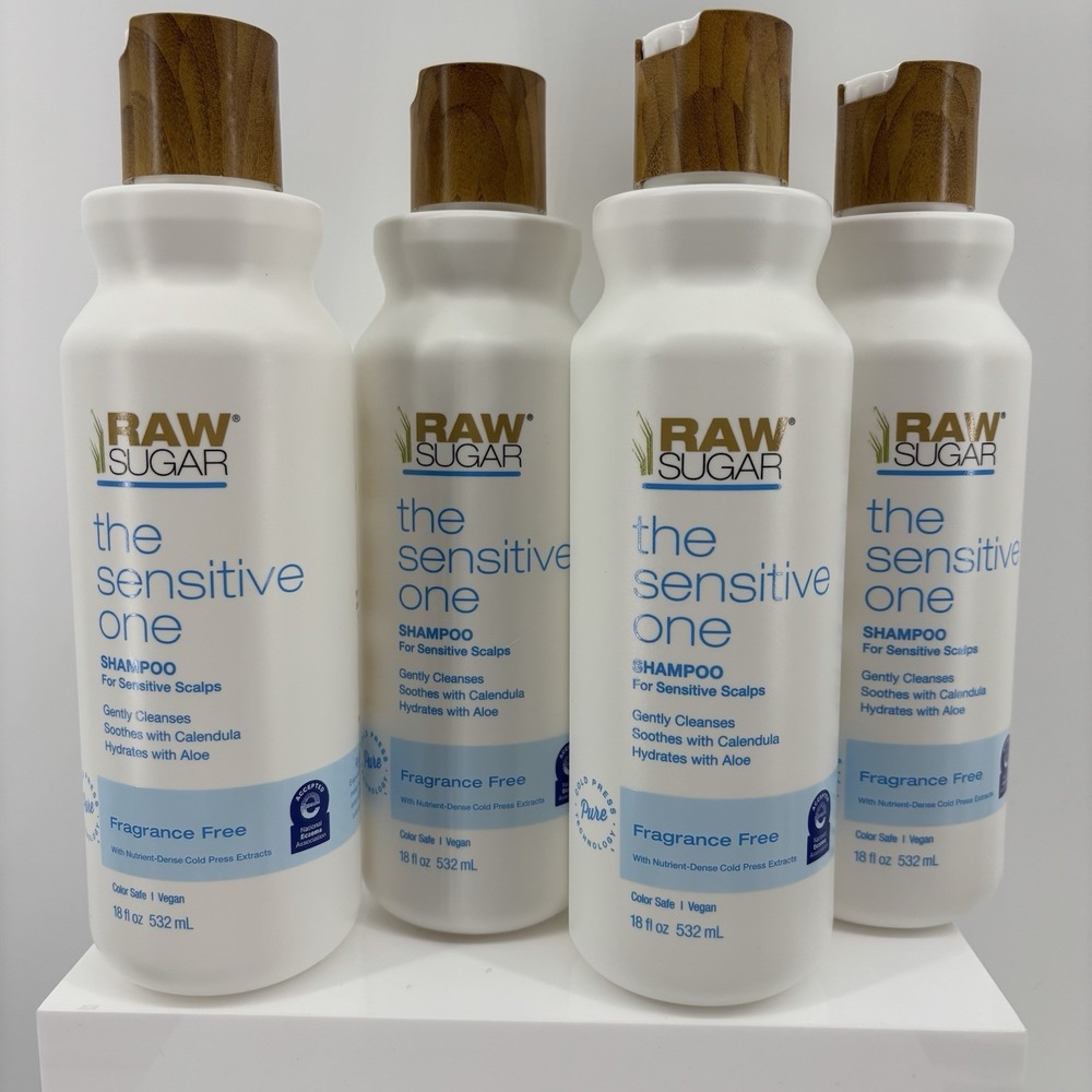 Raw Sugar The‎ Sensitive One 4 Bottles Of Shampoo Fragrance Free 18oz Each Vegan